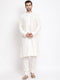 Vastramay Men's Cream Viscose Rayon Kurta Pyjama Set